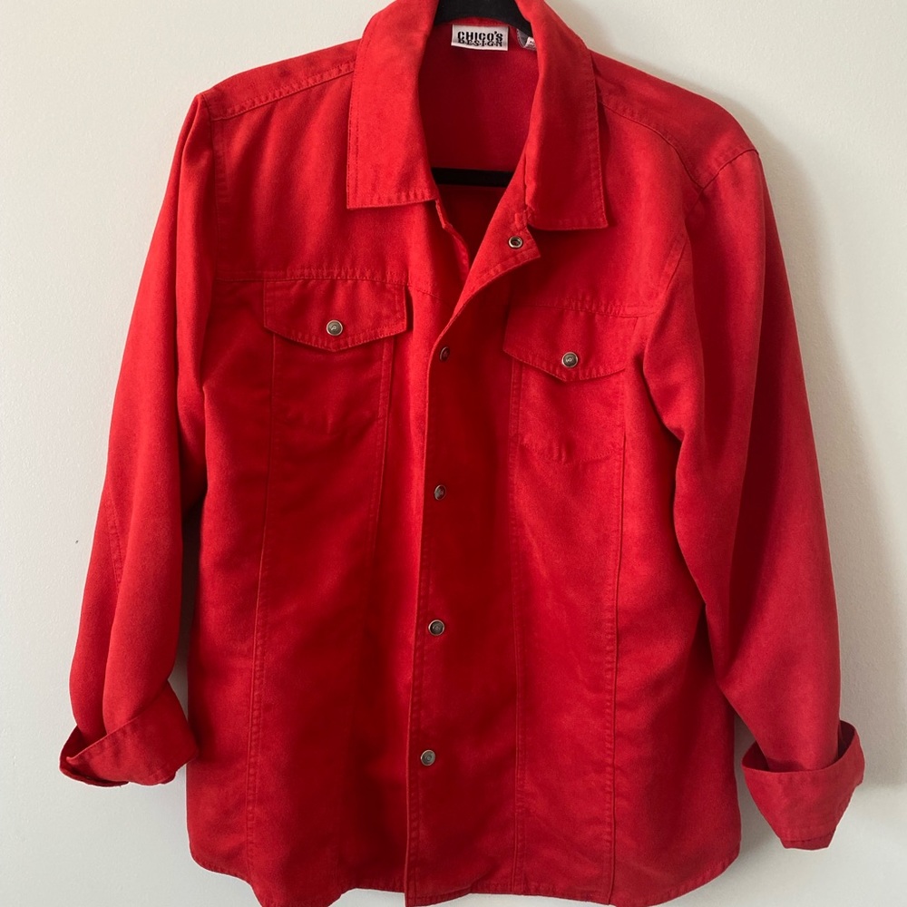 Chico’s Faux Suede Shirt Jacket Size 2 L